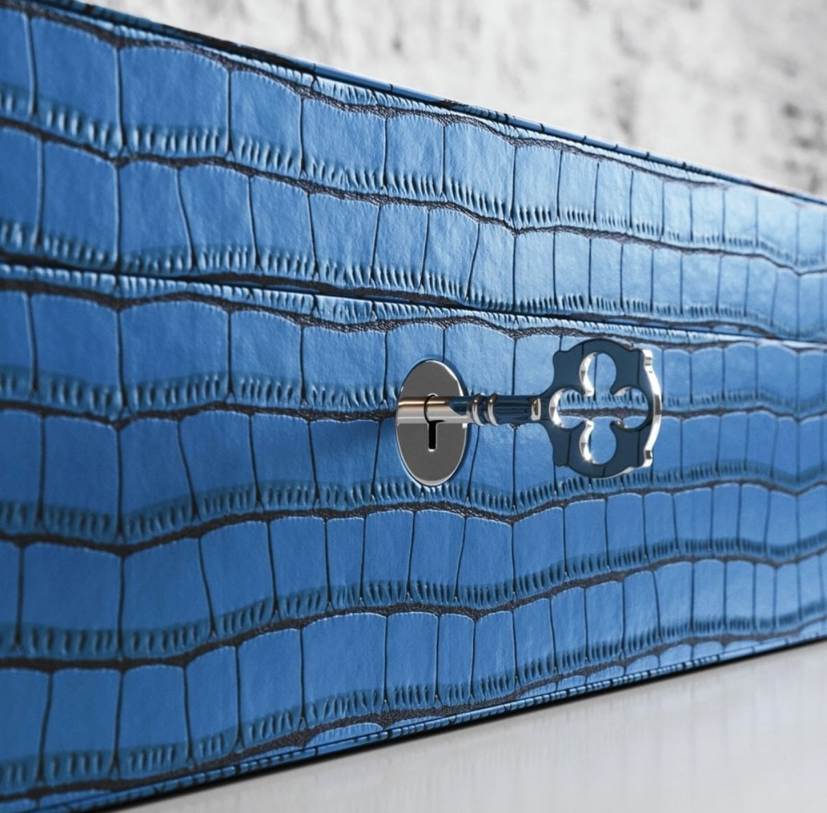 ETIER TEMPO FOUR WATCH CASE CROCODILE LEATHER - AZZURO