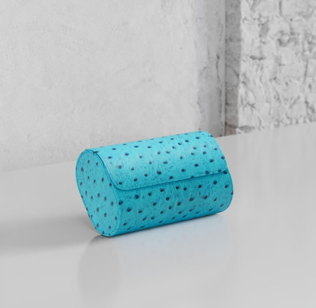 ETIER GUSTO DOUBLE WATCH ROLL OSTRICH LEATHER - AQUA