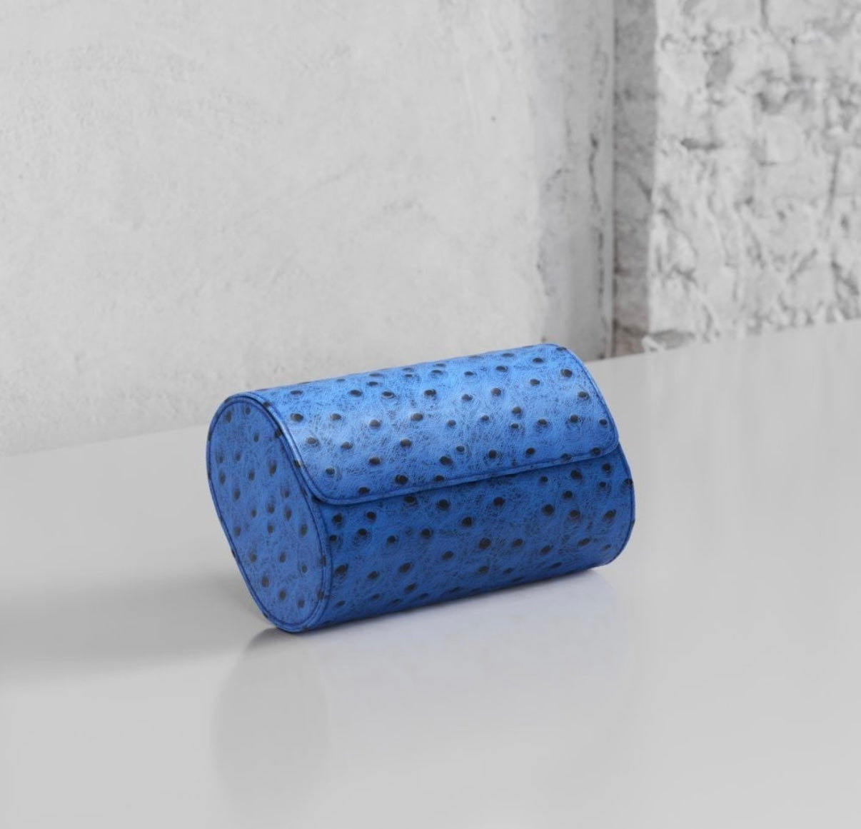 ETIER GUSTO DOUBLE WATCH ROLL OSTRICH LEATHER - AZZURO