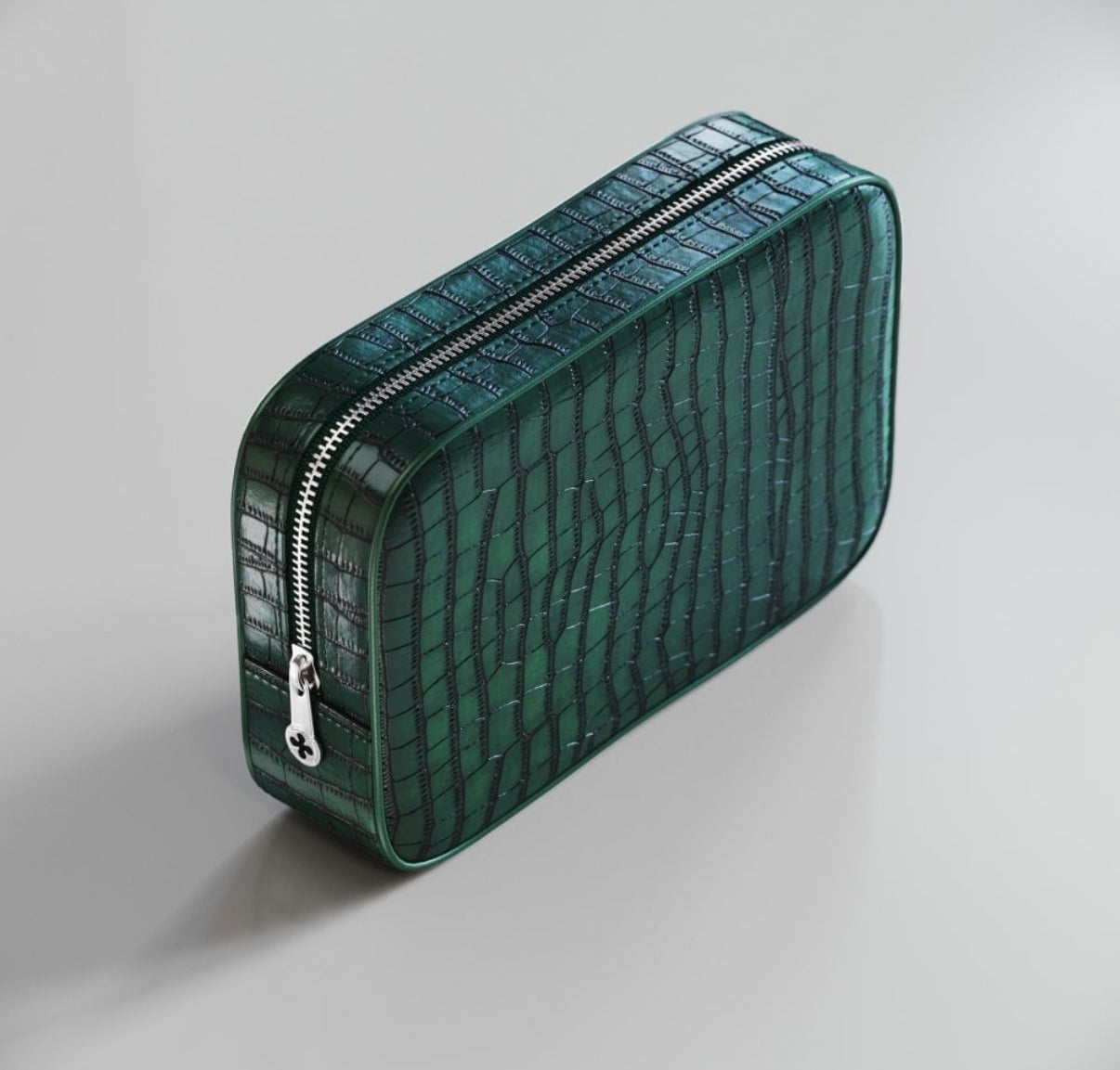 ETIER CONTI WASH BAG POUCH CROCODILE LEATHER - GREEN