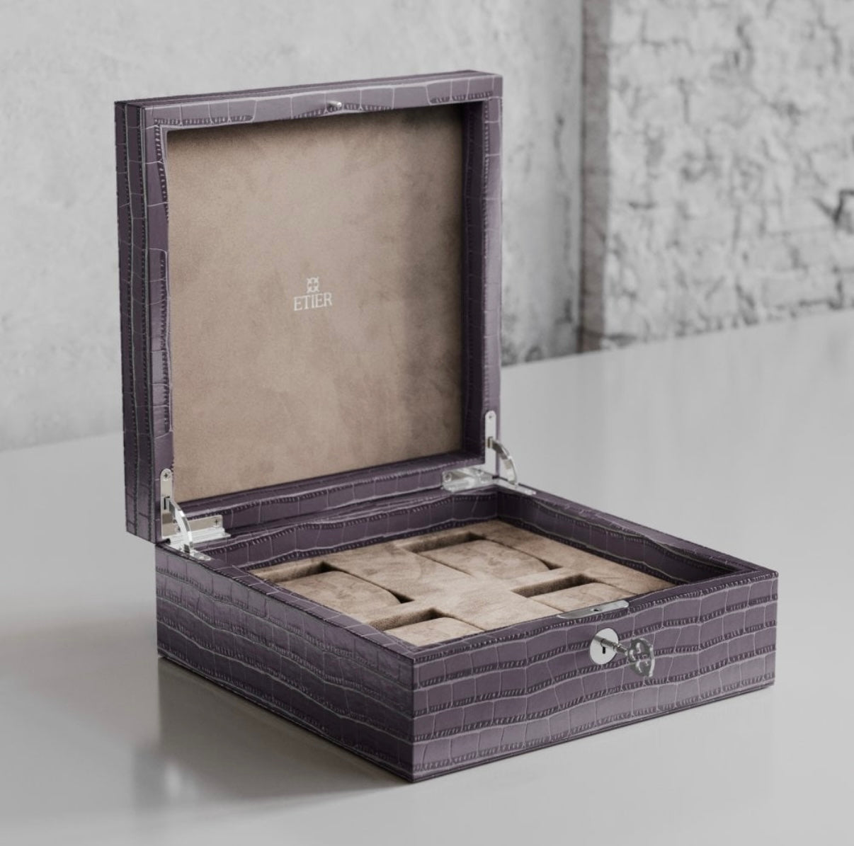 ETIER TEMPO FOUR WATCH CASE CROCODILE LEATHER - GRIGIO