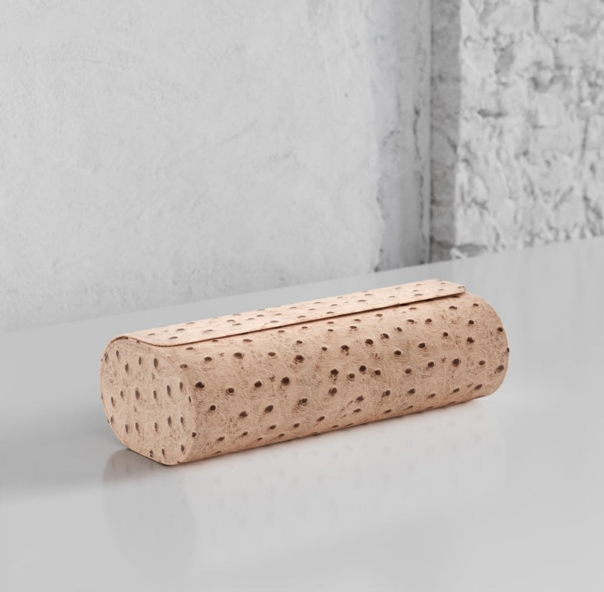 ETIER GUSTO TRIPLE WATCH ROLL OSTRICH LEATHER - LIGHT CAPPUCINO