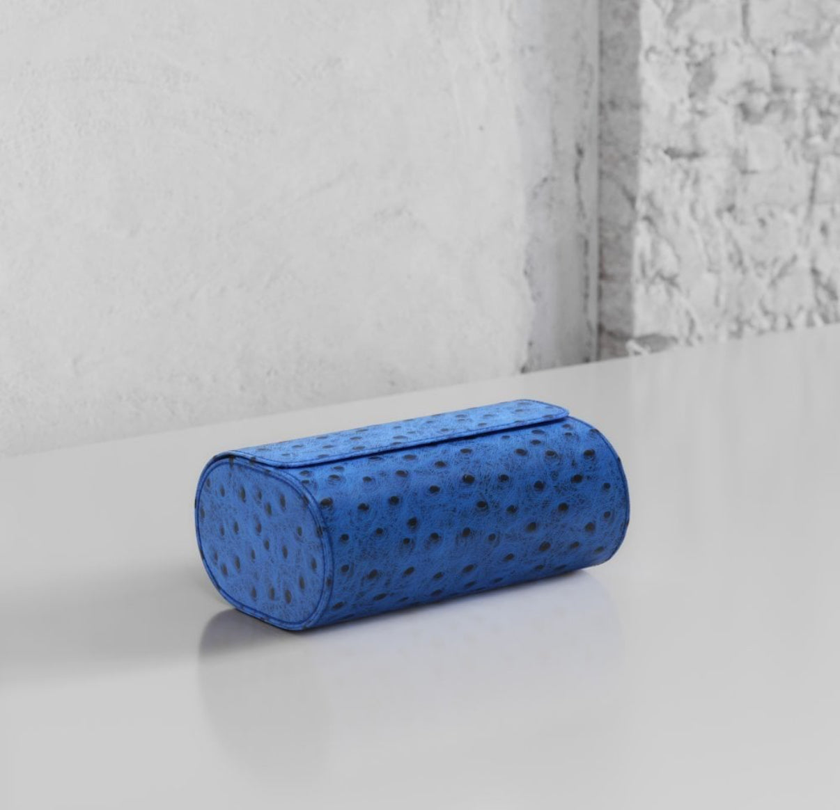 ETIER GUSTO DOUBLE WATCH ROLL OSTRICH LEATHER - AZZURO