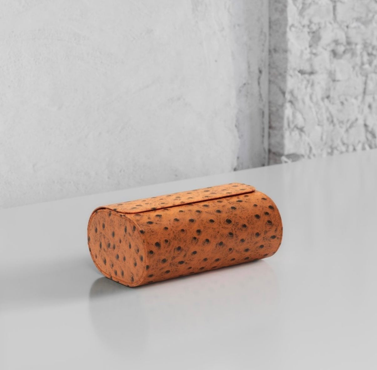 ETIER GUSTO DOUBLE WATCH ROLL OSTRICH LEATHER - TAN