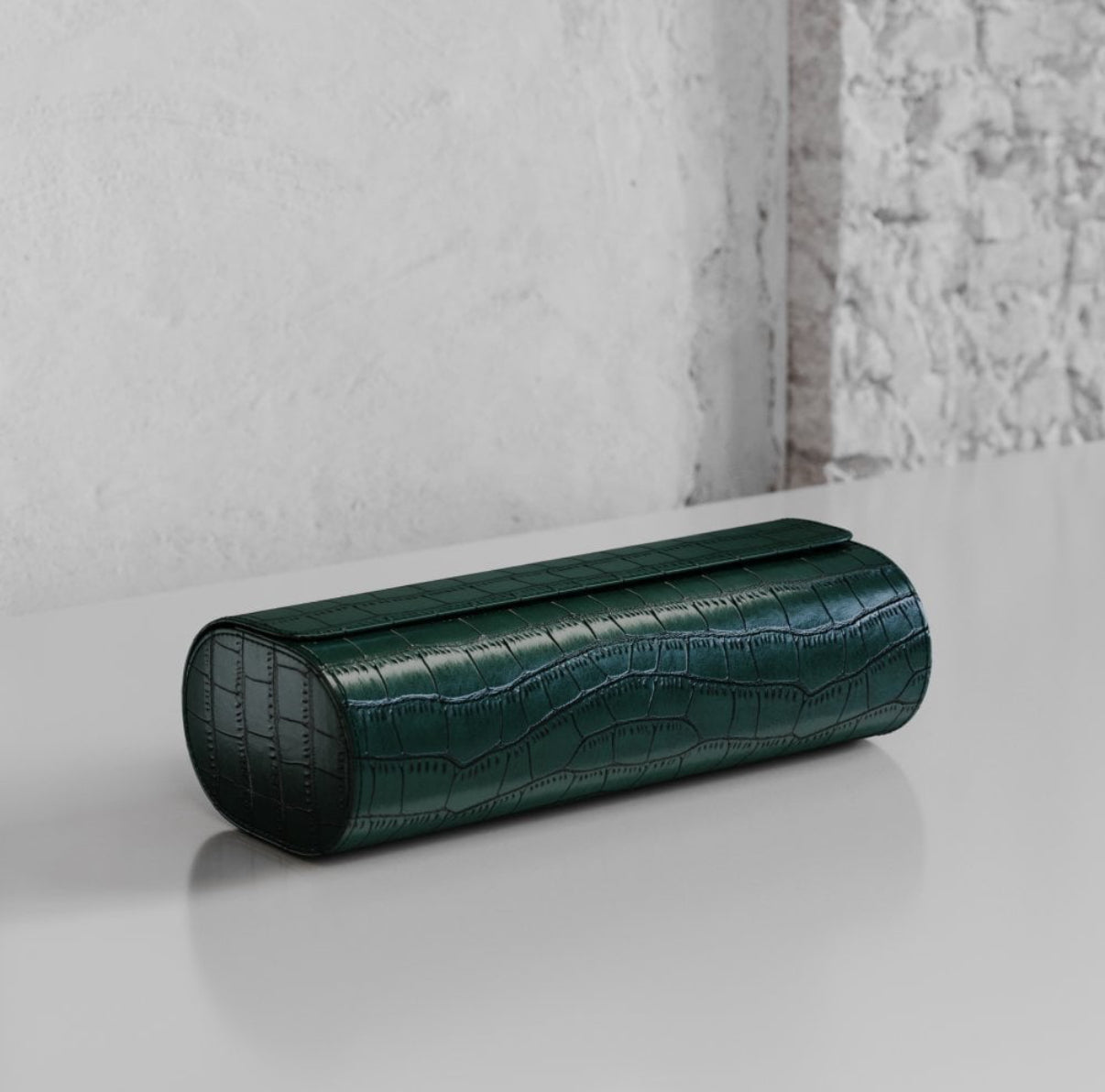 ETIER VERDI TRIPLE WATCH ROLL CROCODILE LEATHER - GREEN