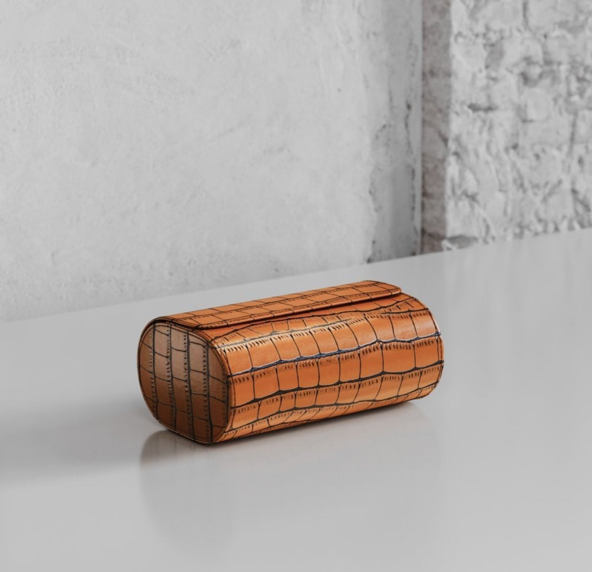 ETIER VERDI DOUBLE WATCH ROLL CROCODILE LEATHER - TAN