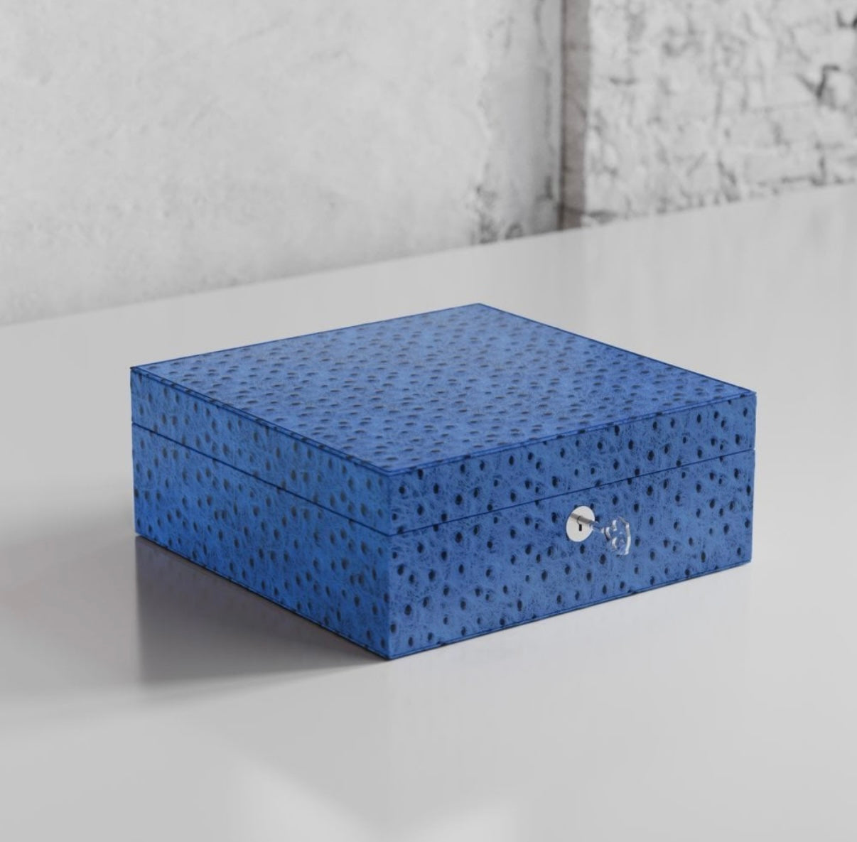 ETIER TEMPO FOUR WATCH CASE OSTRICH LEATHER - AZZURO