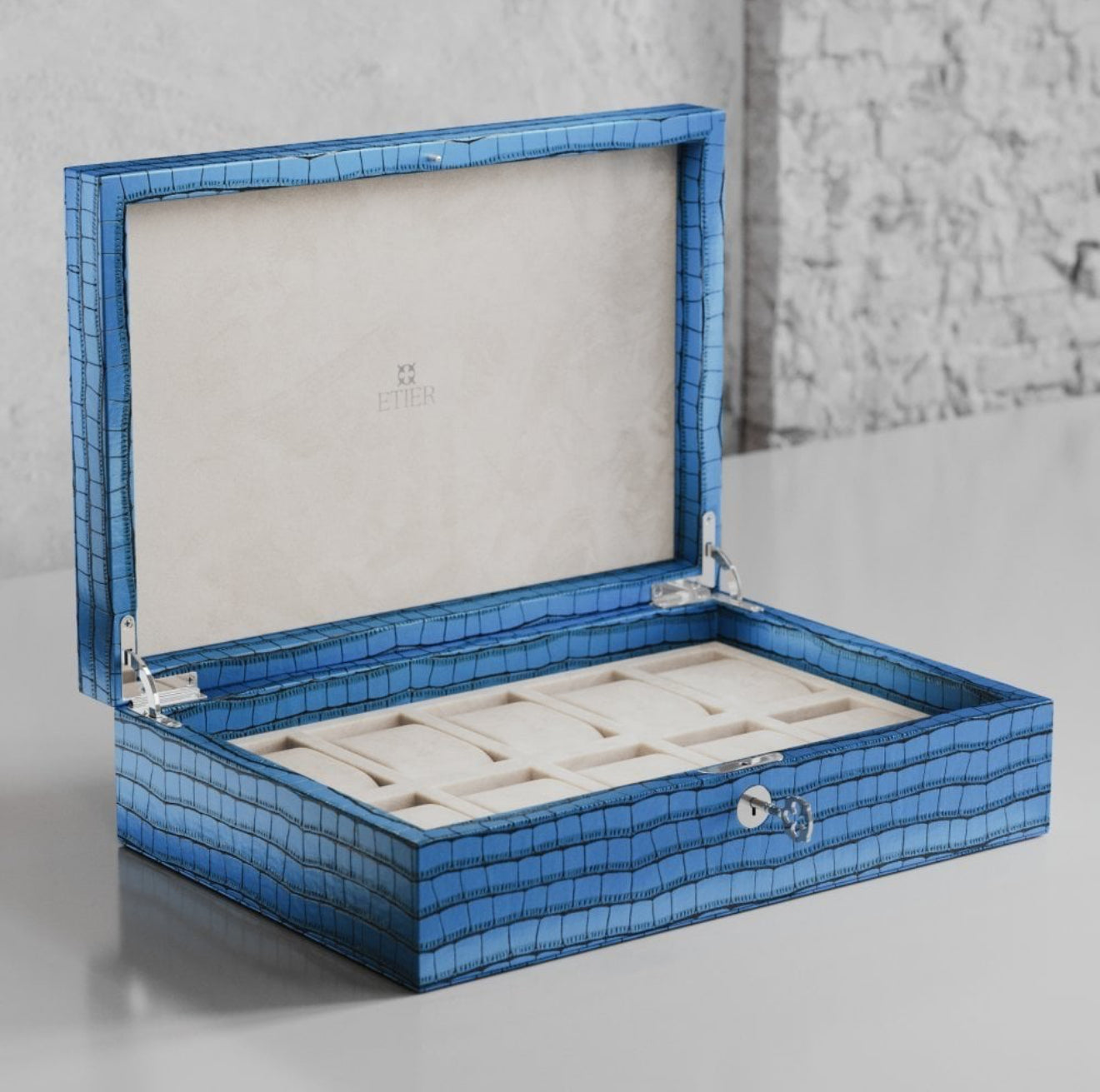 ETIER ZEGATO 10 WATCH CASE CROCODILE LEATHER - AZZURO