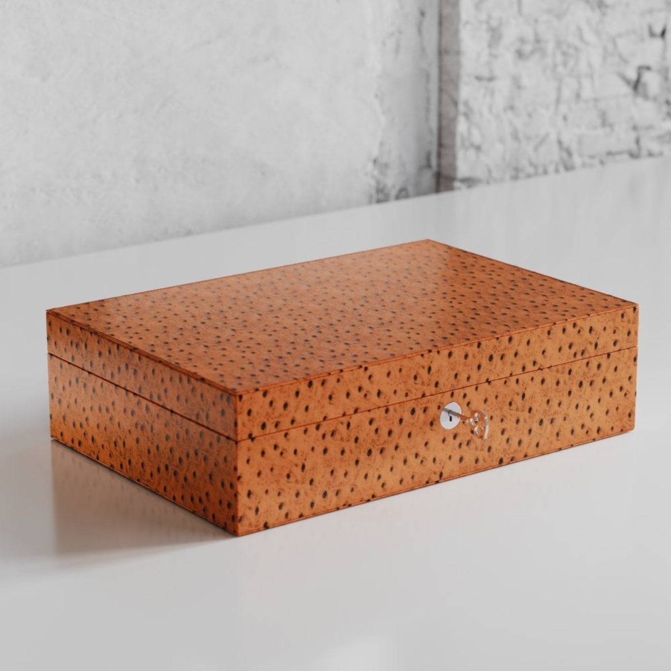 ETIER STRUZZO 10 WATCH CASE OSTRICH LEATHER - TAN