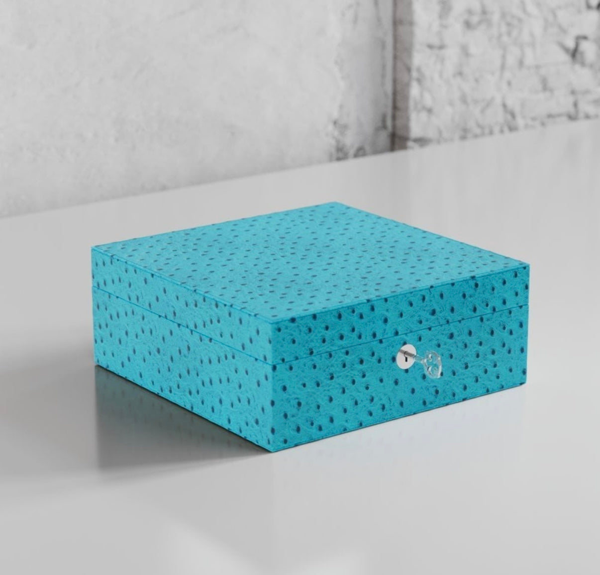 ETIER TEMPO FOUR WATCH CASE OSTRICH LEATHER - AQUA