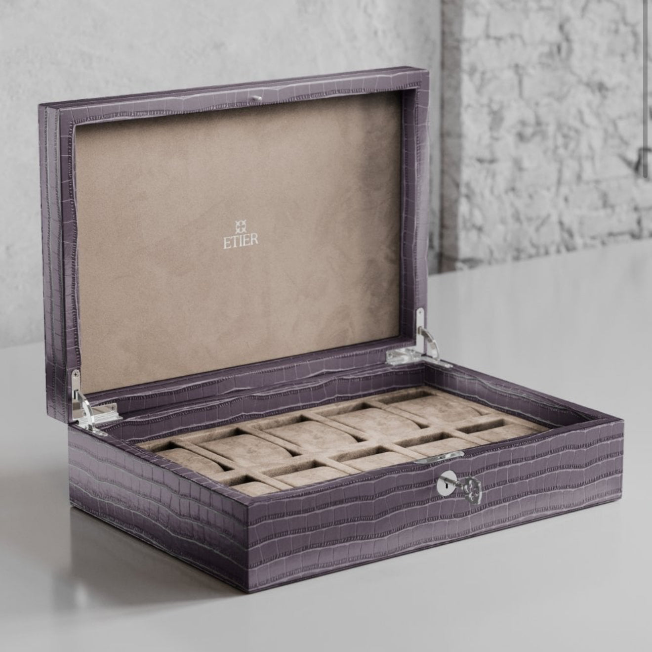 ETIER ZEGATO 10 WATCH CASE CROCODILE LEATHER - GREY