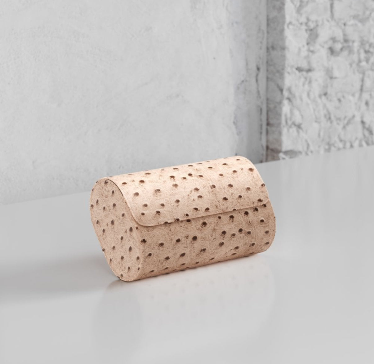 ETIER GUSTO DOUBLE WATCH ROLL OSTRICH LEATHER - LIGHT CAPPUCINO