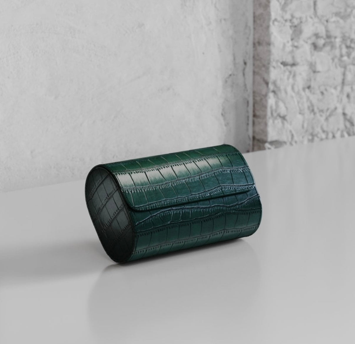 ETIER VERDI DOUBLE WATCH ROLL CROCODILE LEATHER - GREEN