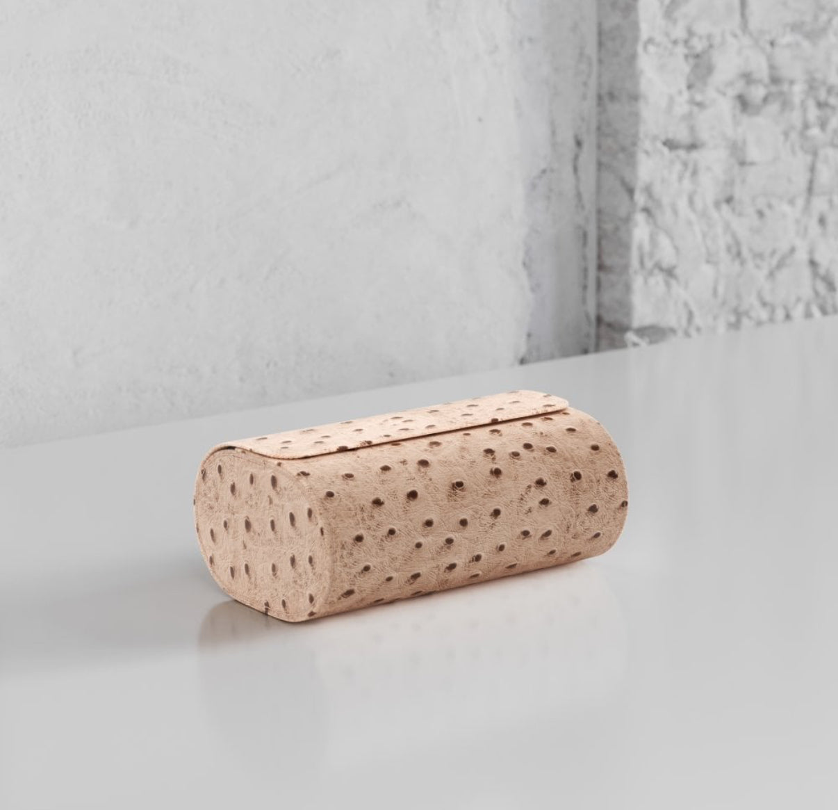 ETIER GUSTO DOUBLE WATCH ROLL OSTRICH LEATHER - LIGHT CAPPUCINO