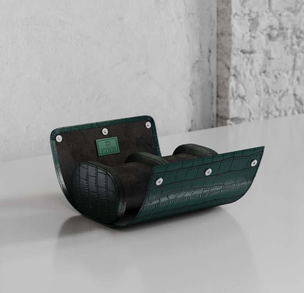 ETIER VERDI DOUBLE WATCH ROLL CROCODILE LEATHER - GREEN