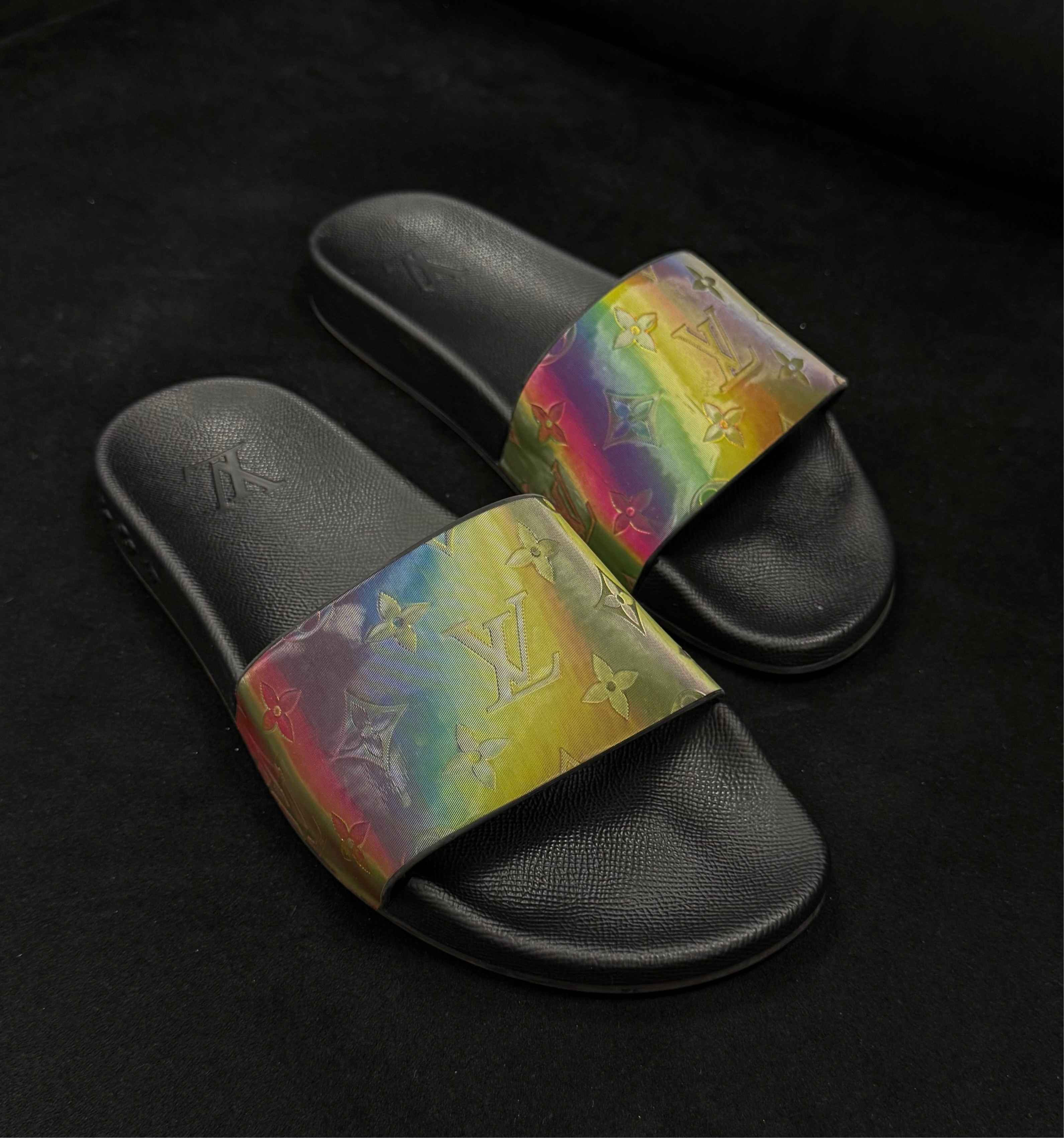 (PRE-OWNED) LOUIS VUITTON HOLOGRAPHIC SLIDES
