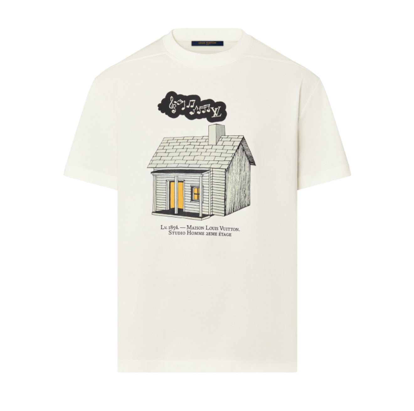 (PRE-OWNED) LOUIS VUITTON LV HOUSE PRINTED TEE - WHITE