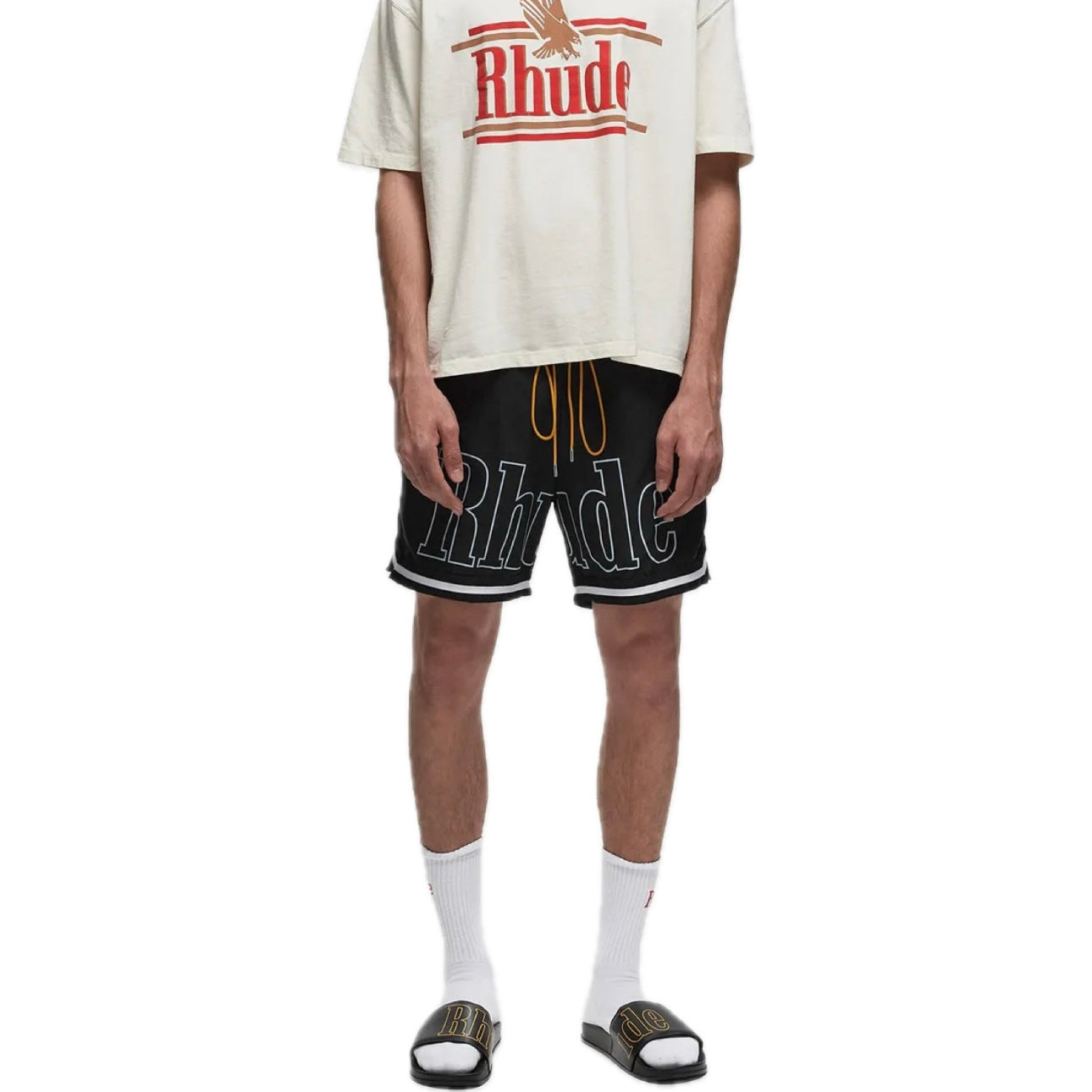 RHUDE BASKETBALL SWIM SHORTS - BLACK