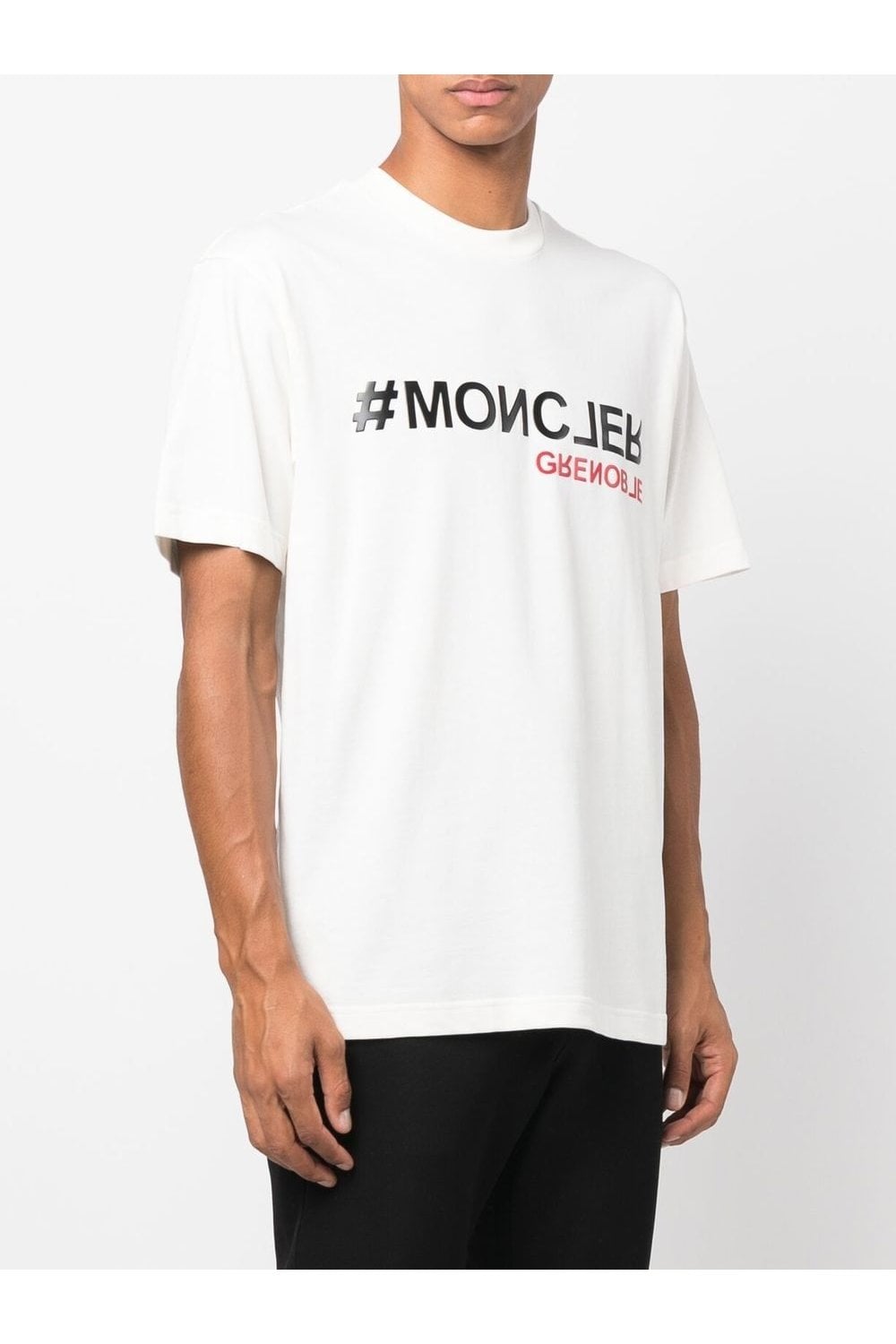 MONCLER GRENOBLE #MONCLER LOGO TEE - WHITE/RED