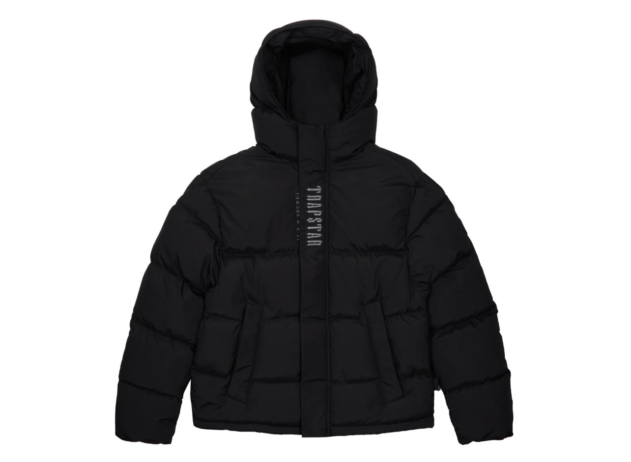 TRAPSTAR DECODED BLACK HOODED PUFFER JACKET 2.0